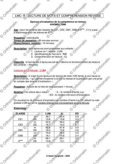 Page 1 de la fiche