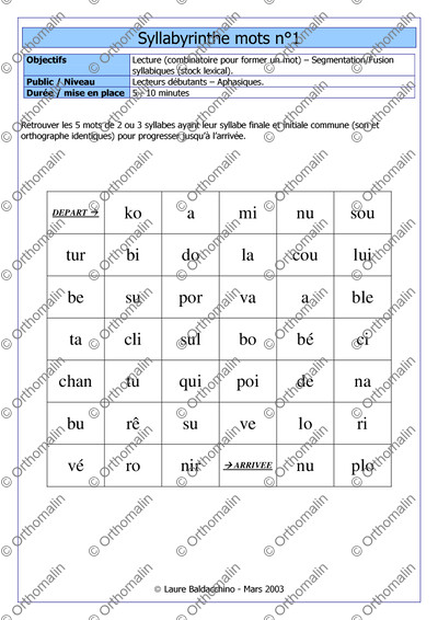 Page 1 de la fiche