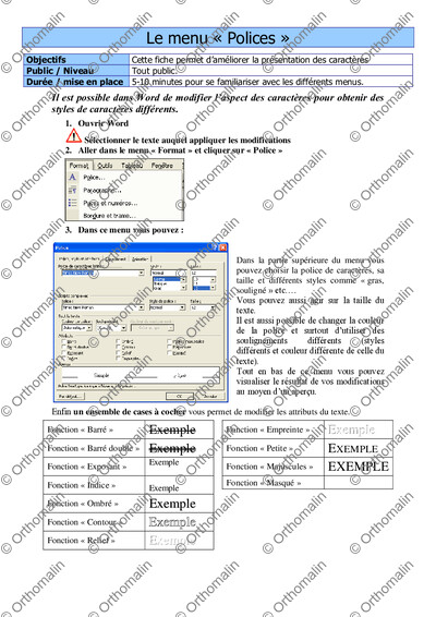 Page 1 de la fiche