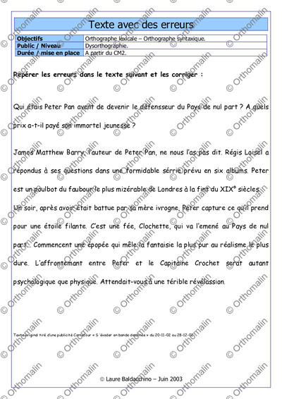 Page 1 de la fiche
