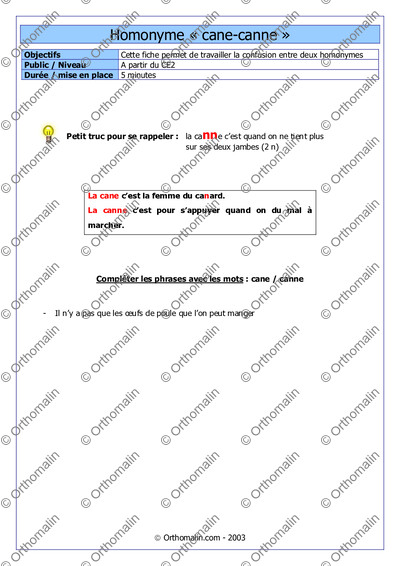 Page 1 de la fiche