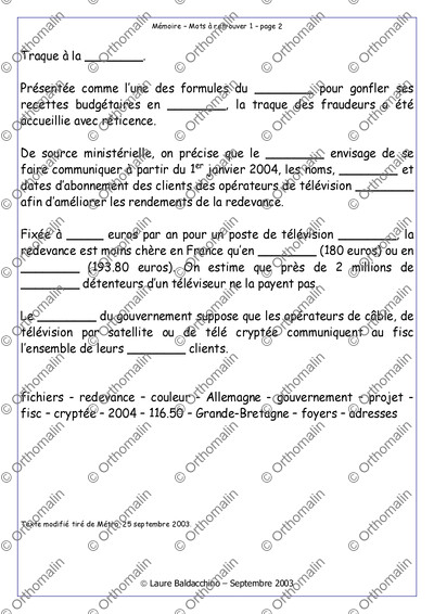 Page 2 de la fiche