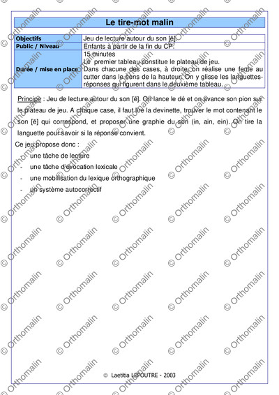 Page 1 de la fiche