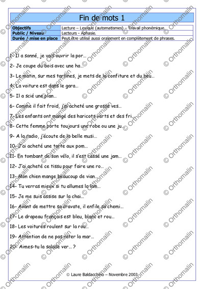 Page 1 de la fiche