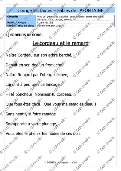 Page 1 de la fiche