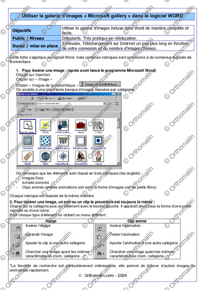 Page 1 de la fiche