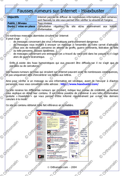 Page 1 de la fiche