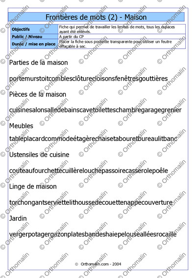 Page 1 de la fiche