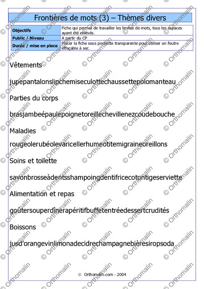Page 1 de la fiche