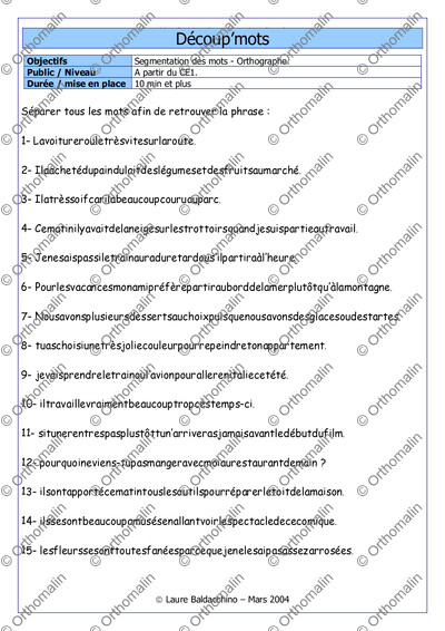 Page 1 de la fiche