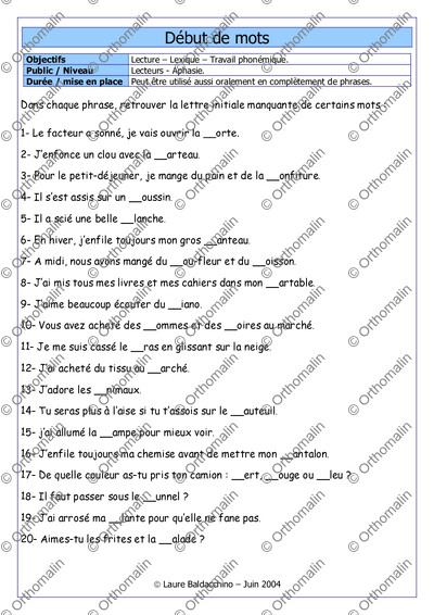 Page 1 de la fiche