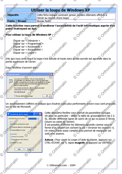 Page 1 de la fiche