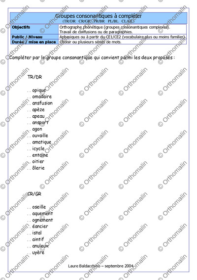 Page 1 de la fiche