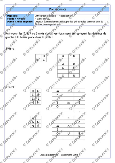 Page 1 de la fiche