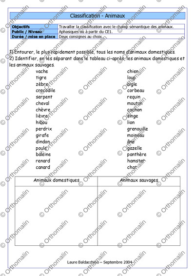Page 1 de la fiche