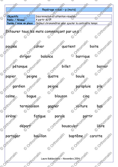Page 1 de la fiche