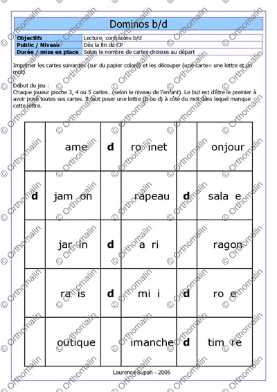 Page 1 de la fiche