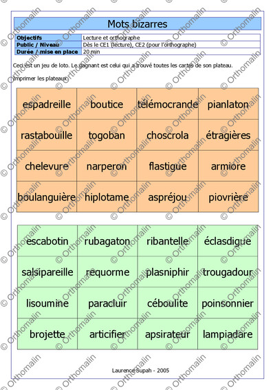 Page 1 de la fiche