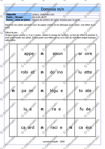 Page 1 de la fiche