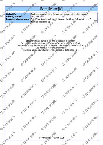 Page 1 de la fiche