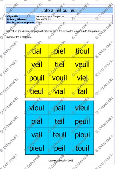 Page 1 de la fiche