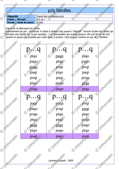 Page 1 de la fiche
