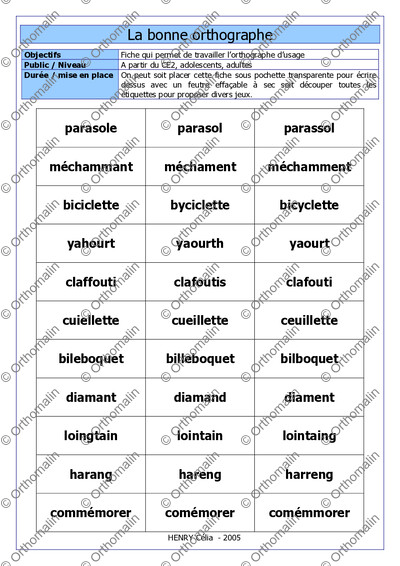 Page 1 de la fiche