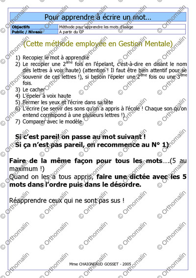 Page 1 de la fiche