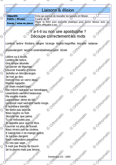 Page 1 de la fiche