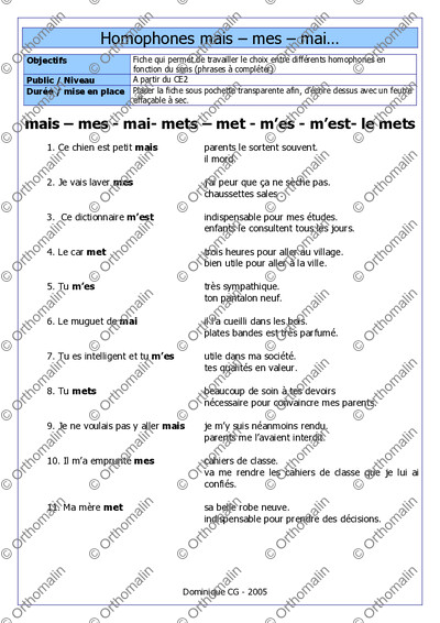 Page 1 de la fiche