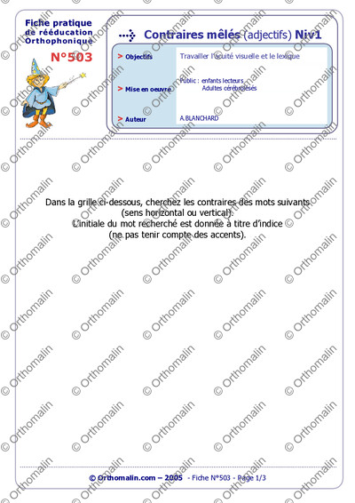 Page 1 de la fiche