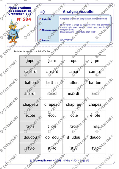 Page 1 de la fiche