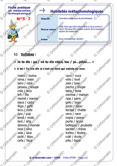 Page 1 de la fiche