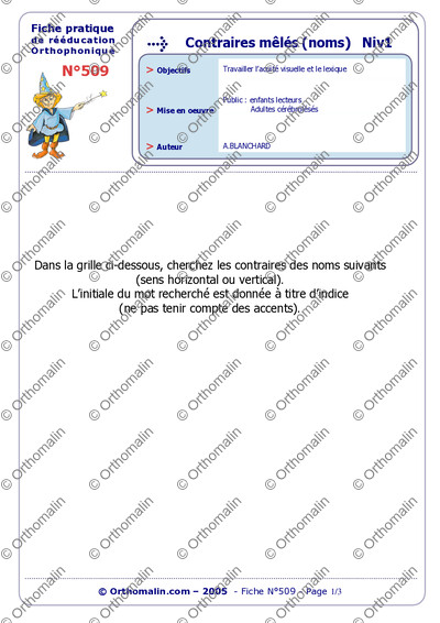 Page 1 de la fiche