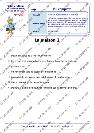 Page 1 de la fiche