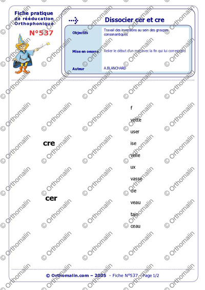 Page 1 de la fiche