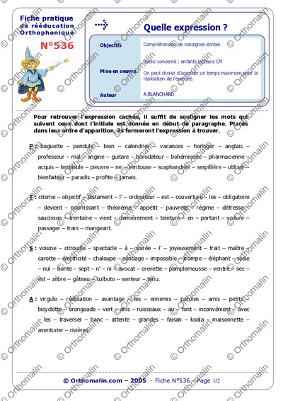 Page 1 de la fiche