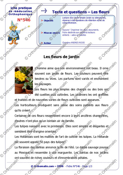 Page 1 de la fiche