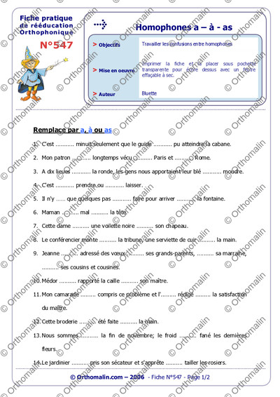 Page 1 de la fiche