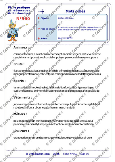 Page 1 de la fiche