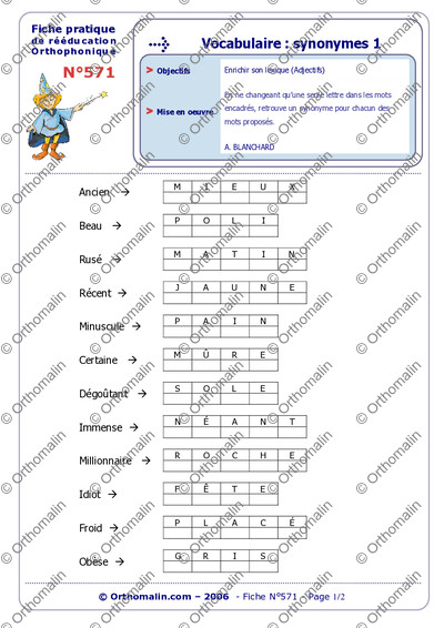 Page 1 de la fiche