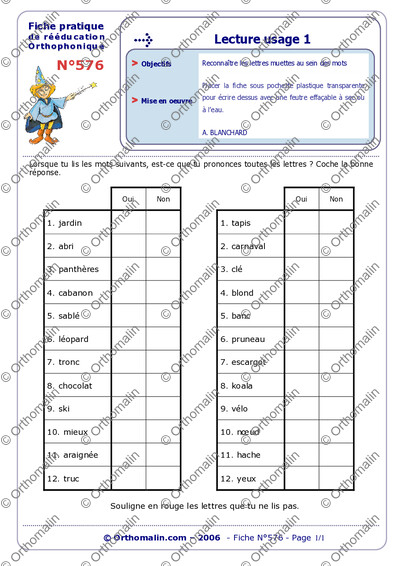 Page 1 de la fiche