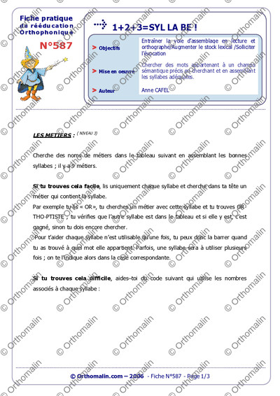 Page 1 de la fiche