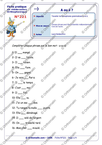 Page 1 de la fiche