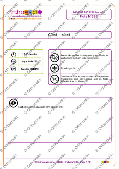 Page 1 de la fiche