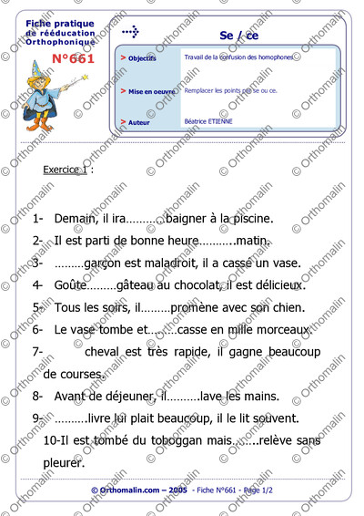 Page 1 de la fiche