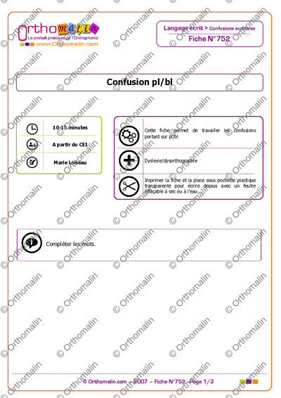Page 1 de la fiche