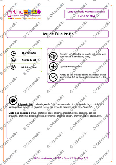 Page 1 de la fiche