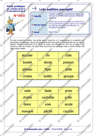 Page 1 de la fiche