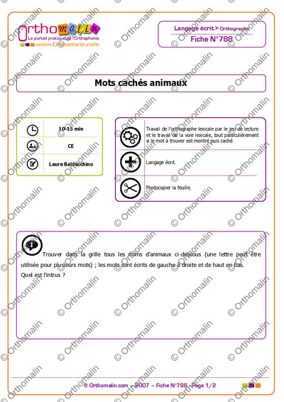 Page 1 de la fiche